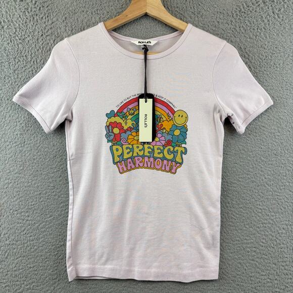 New Rolla's $69 Coca Cola  Rainbow Short Sleeve Shirt Women's M Perfect Harmony - Picture 1 of 11